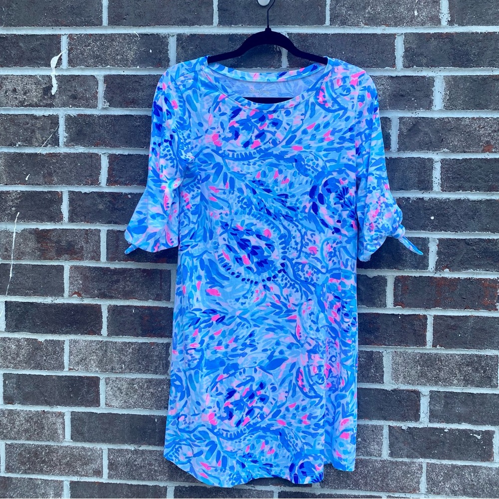 Lilly Pulitzer Pima Cotton Dress | Size Small | Blue Pink Tropical Print